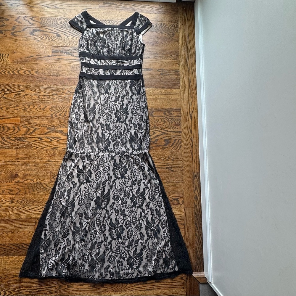Melrose Vintage Black Lace Whimsygoth Evening Gown 4 - Picture 4 of 16